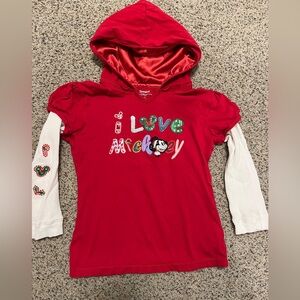 Disney Red Hooded 'I Love Mickey' Layered-Look Kids Christmas Top